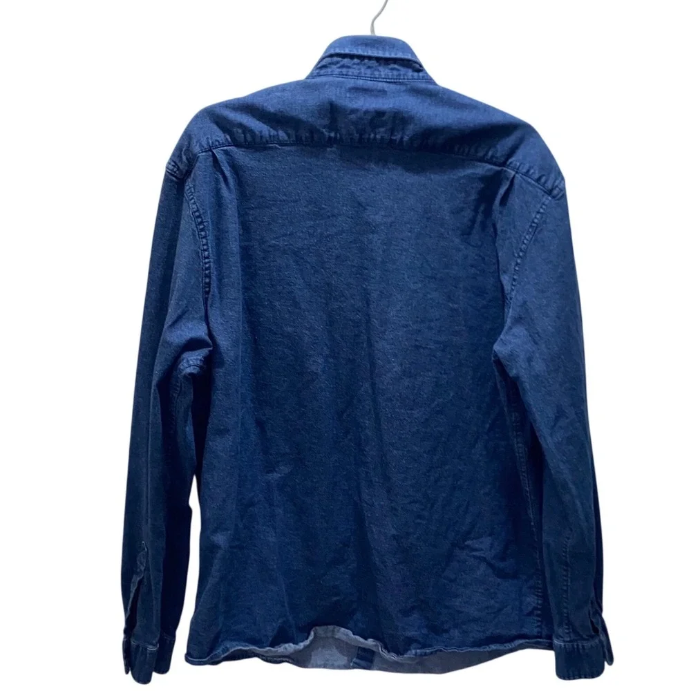 Wrangler Mens Blue Denim Flex for Comfort Long Sleeve Button Down Shirt 2XL U201